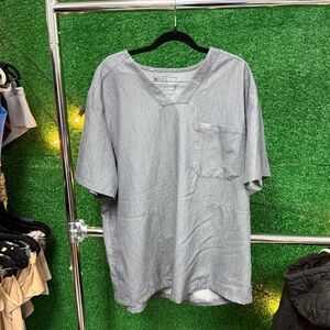 Figs Light Gray V-Neck Short Sleeve Top